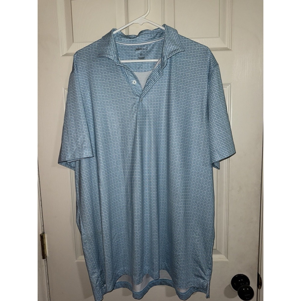 Johnnie-O Xl  Mens Golf Polo Shirt  Performance Geometric Light Blue